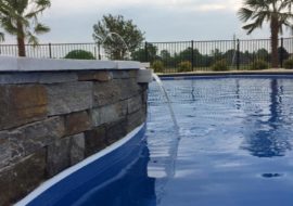 Caribbean Sapphire Blue TanningLedge Pool Tanning Combo Custom Water Feature Fencing img