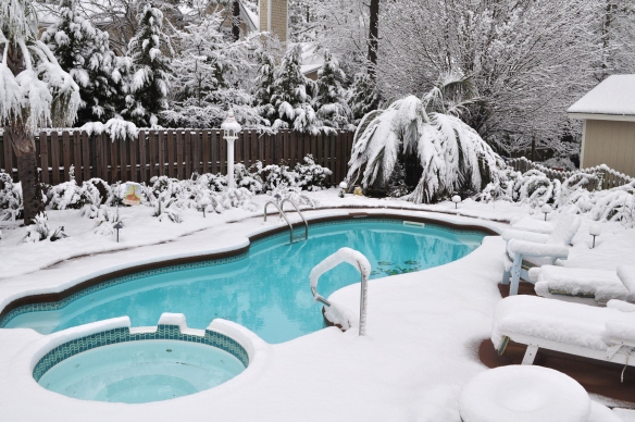 inground pool in winter