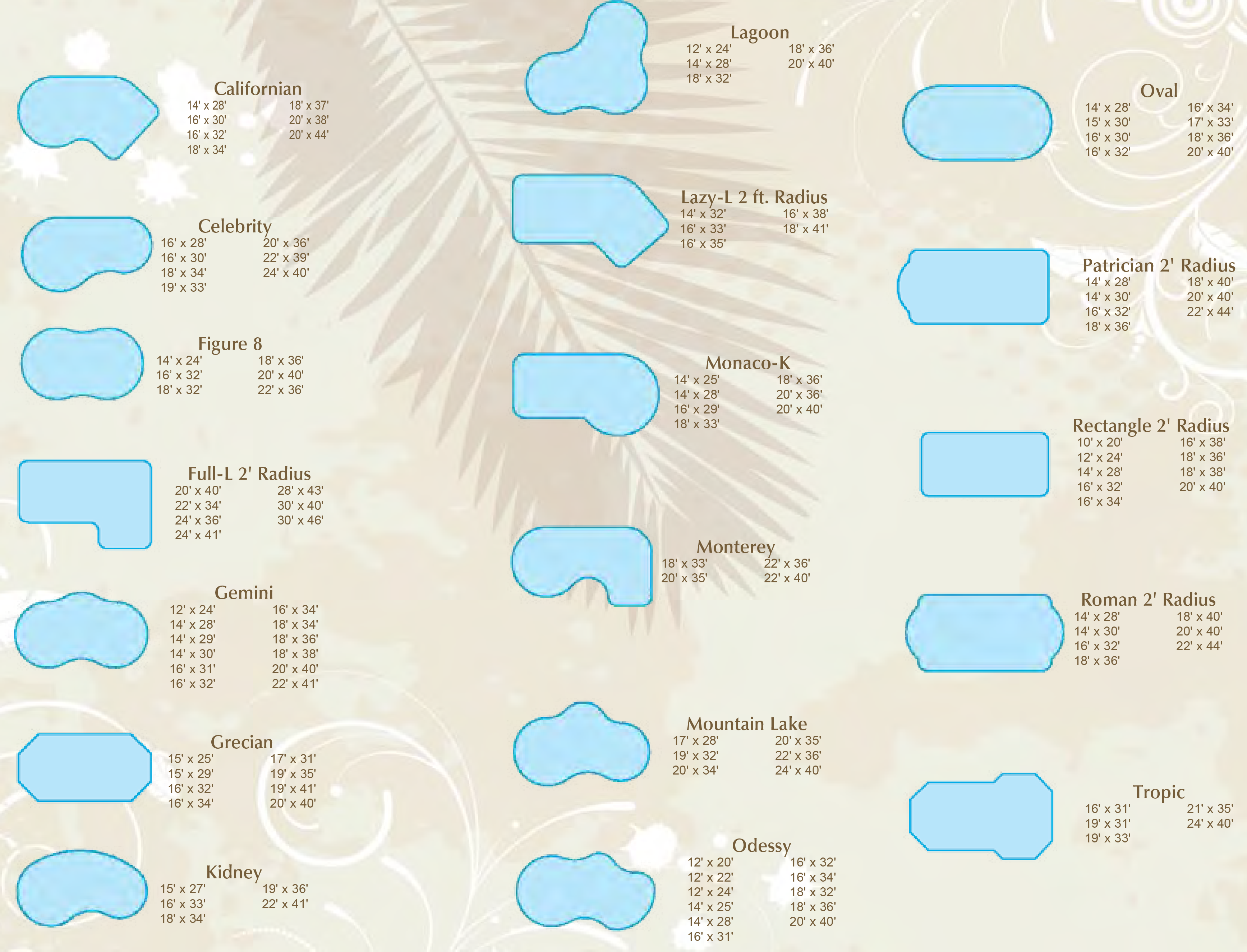 above ground pool shapes and sizes