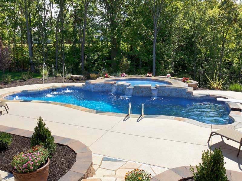 Genesis fiberglass swimming pool raised tanning ledge