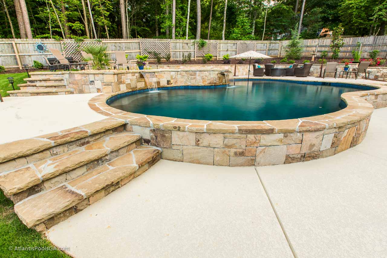 swimming pool with retaining wall